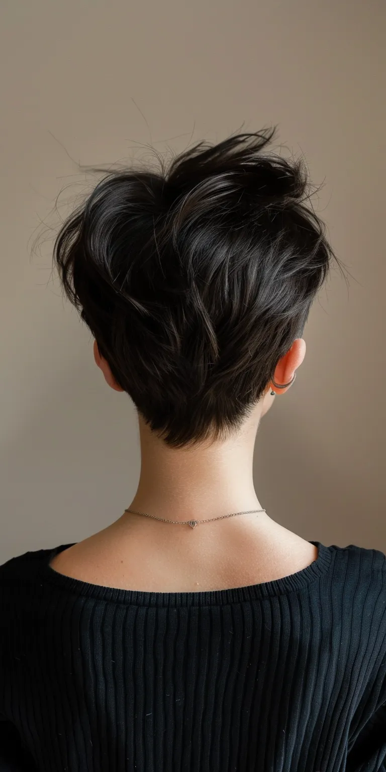 long pixie haircuts Asymmetric cut, Chignon, French twist, Updo, Short brush cut