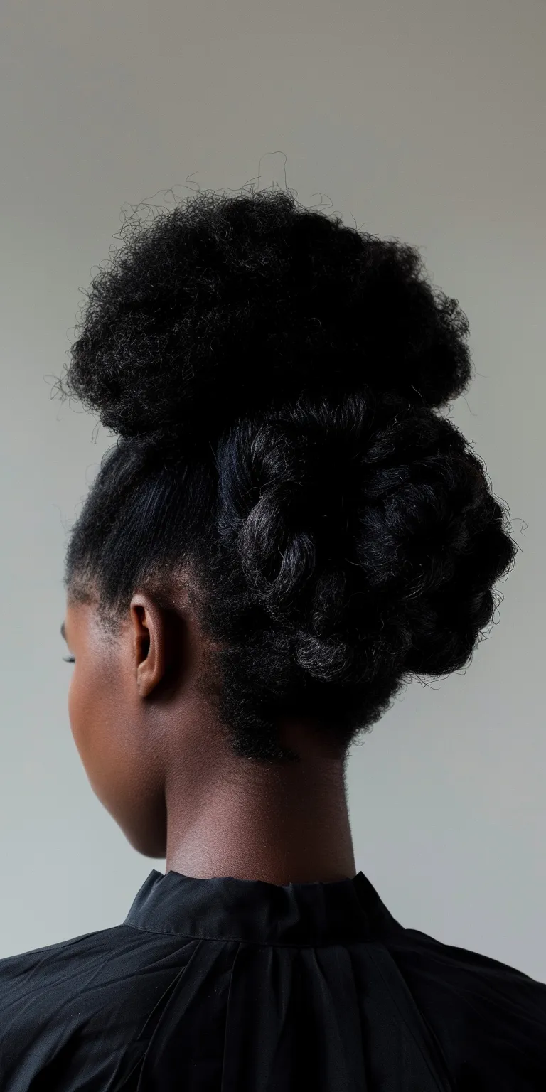 natural hairstyles Afro puffs, Kinky hair, Chignon, Updo, French twist