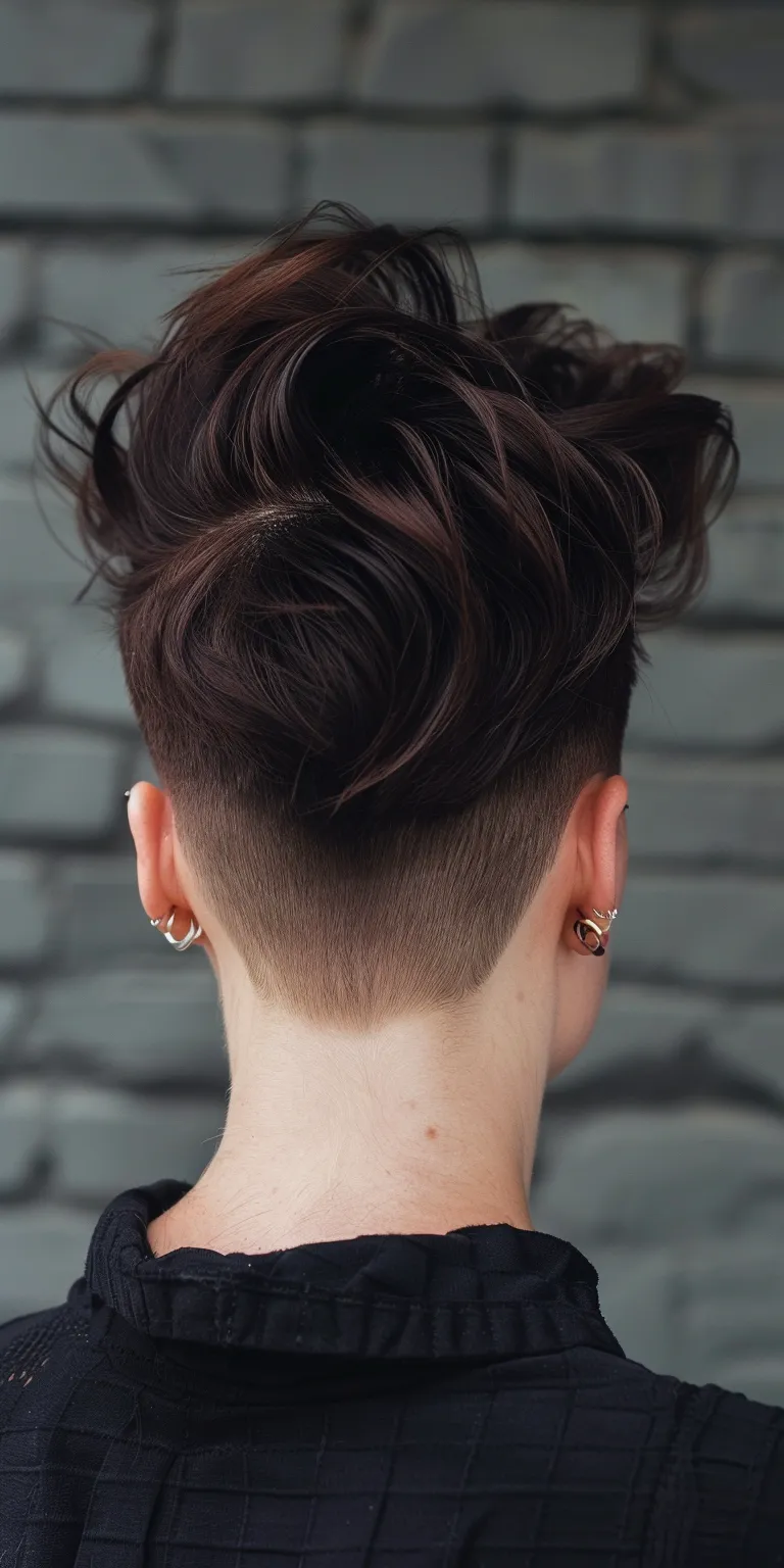 mid fade hairstyle Pompadour, Asymmetric cut, Updo, French twist, Butterfly haircut