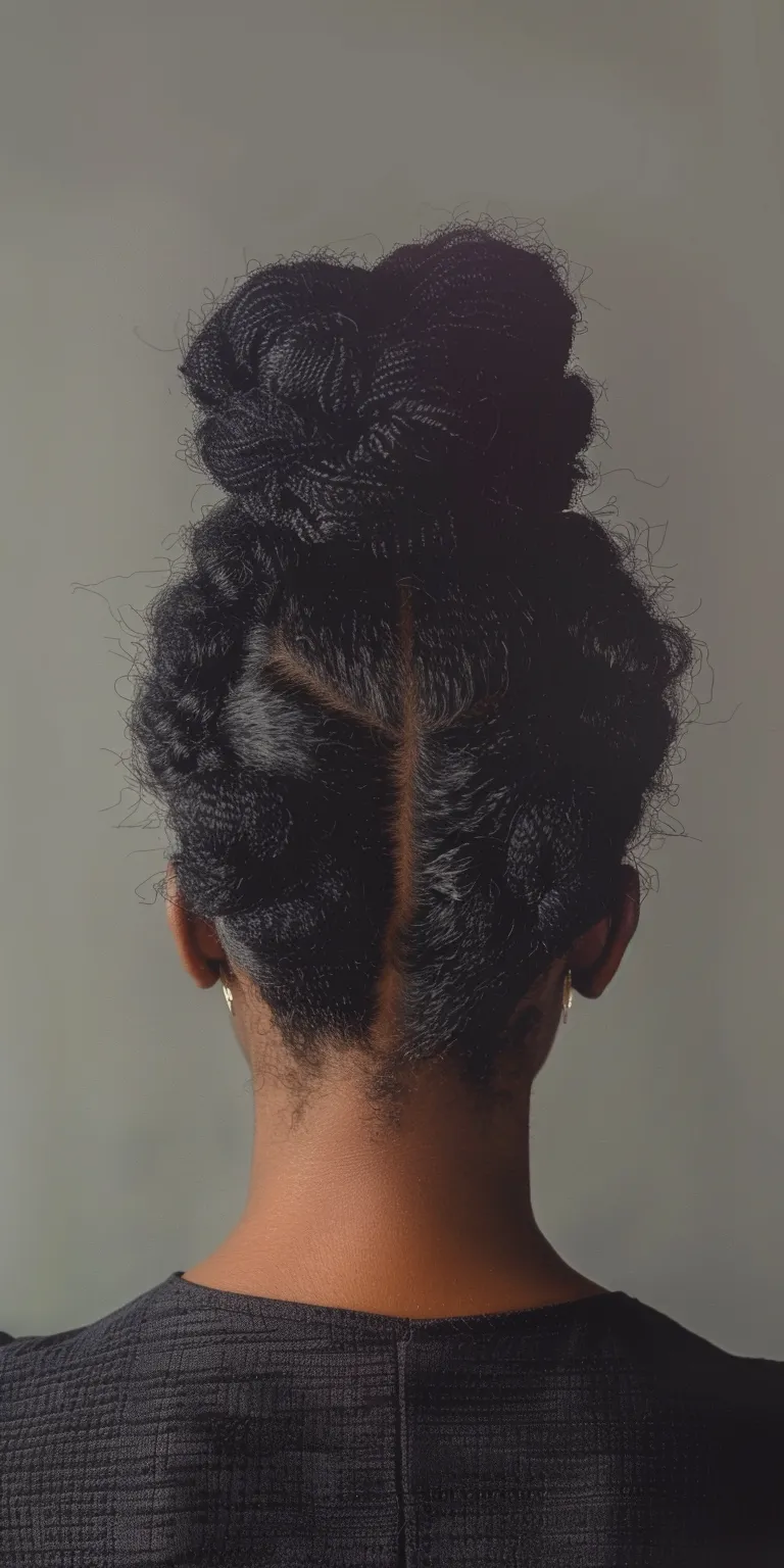 puff hairstyle French twist, Finger wave, Chignon, Kinky hair, Afro puffs