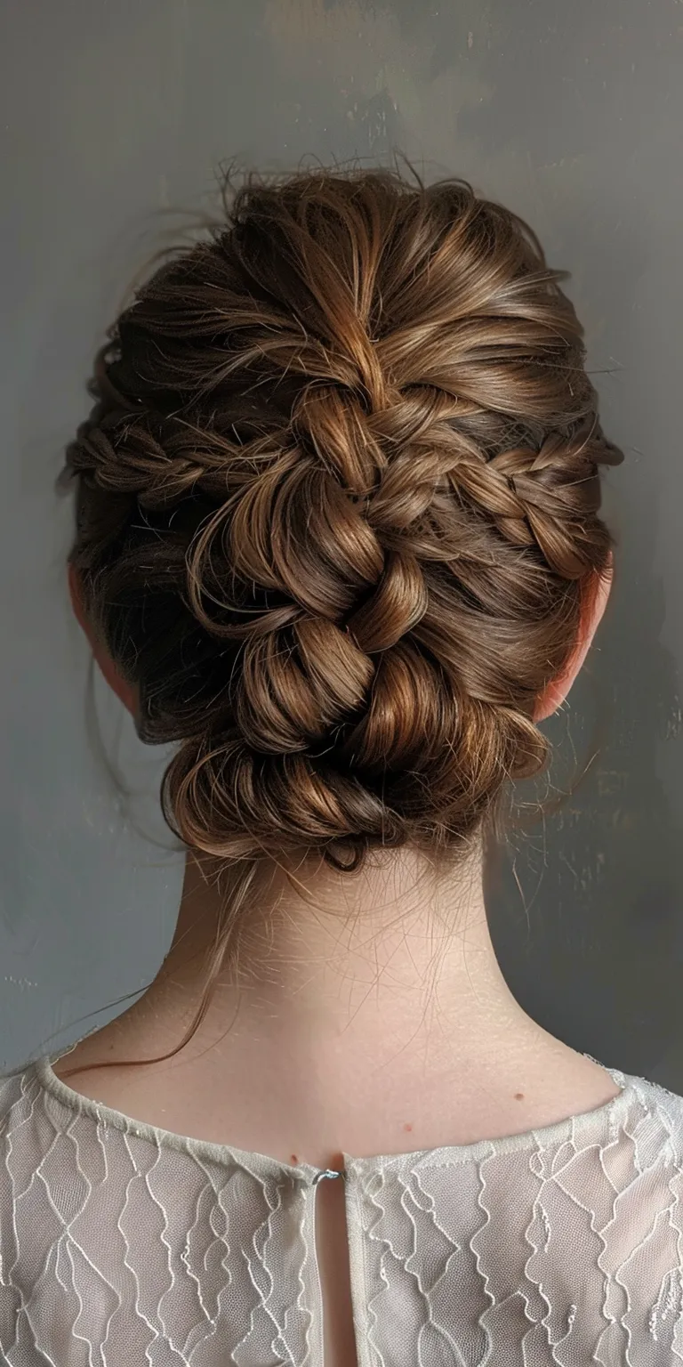 braided bun French braid, Milkmaid Updo, twist, Chignon