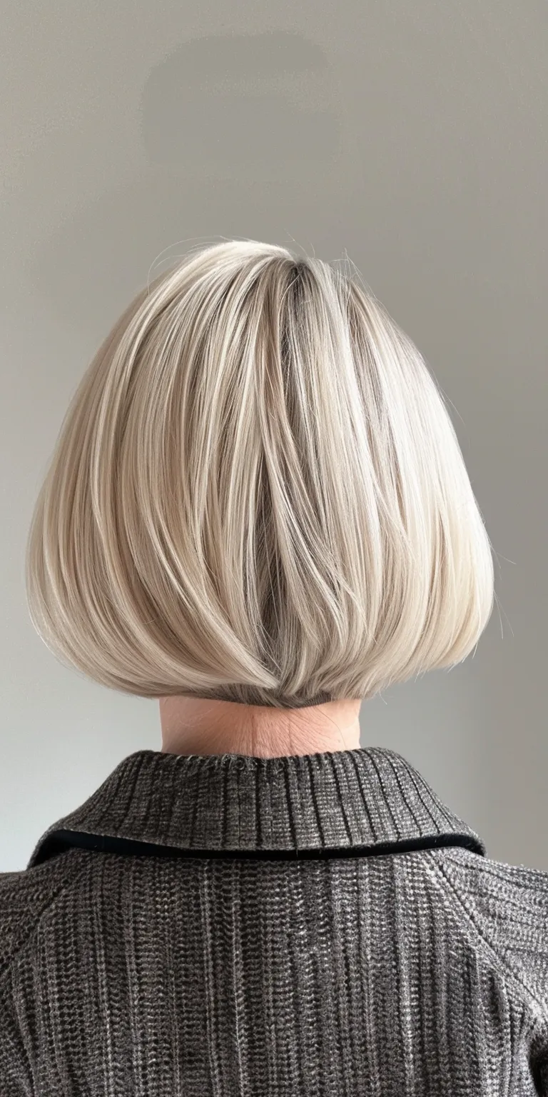 short bob with bangs Asymmetric cut, Bob Short brush Layered hair, Professional cut