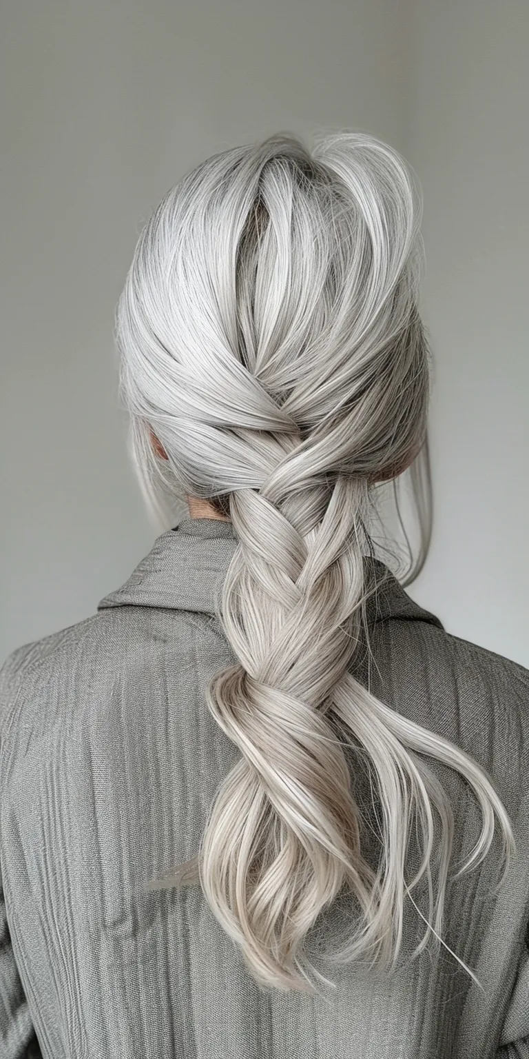 grey hair styles Waterfall braids, Braid, French braid, Boho Layered