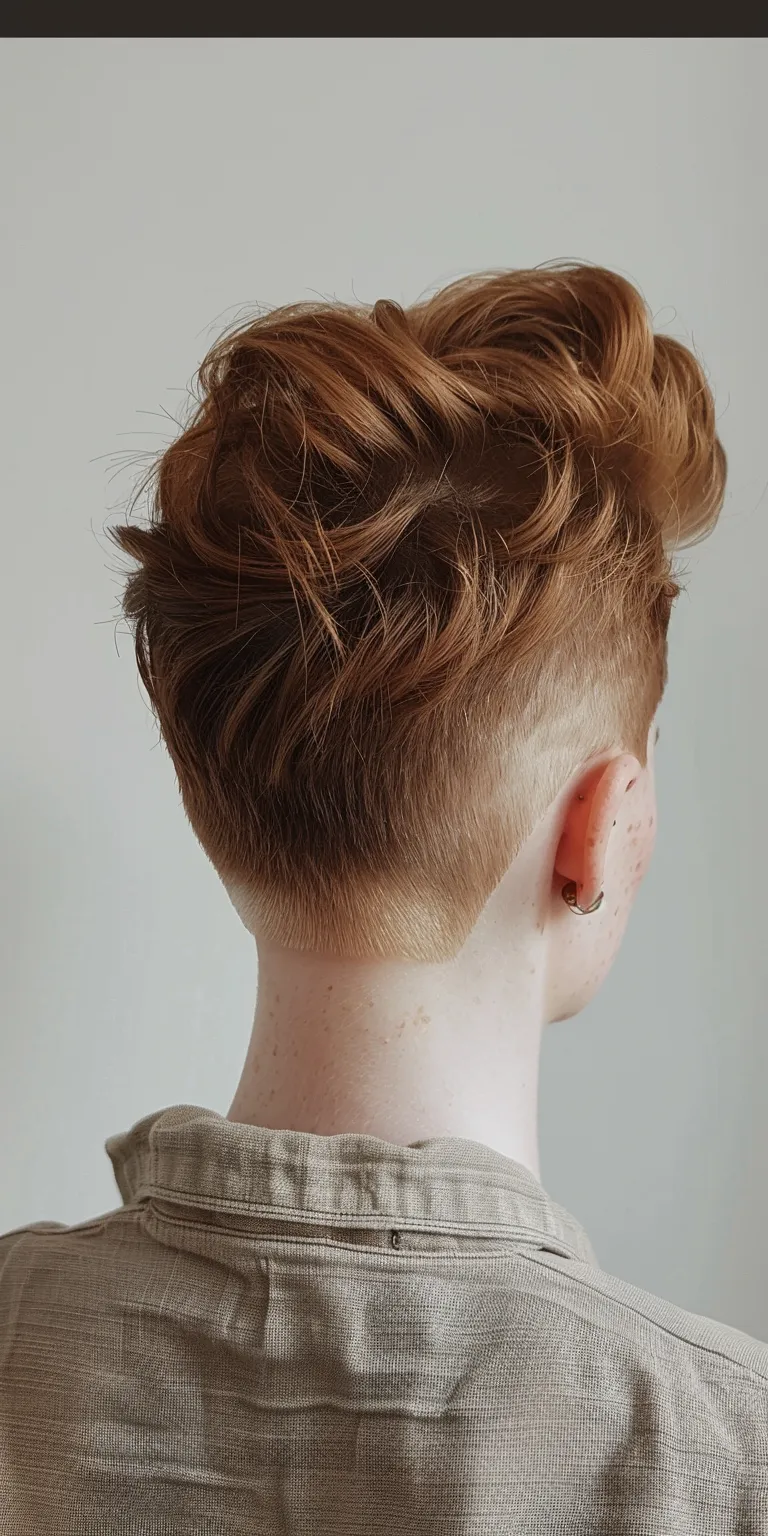 mid fade hairstyle Asymmetric cut, Pompadour, Short brush Butterfly haircut, Updo