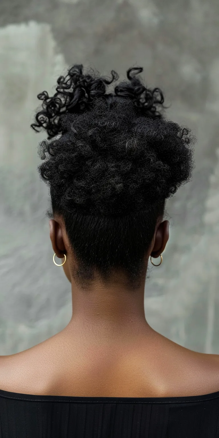 natural hairstyles Afro puffs, Kinky hair, Asymmetric cut, French twist, Pompadour