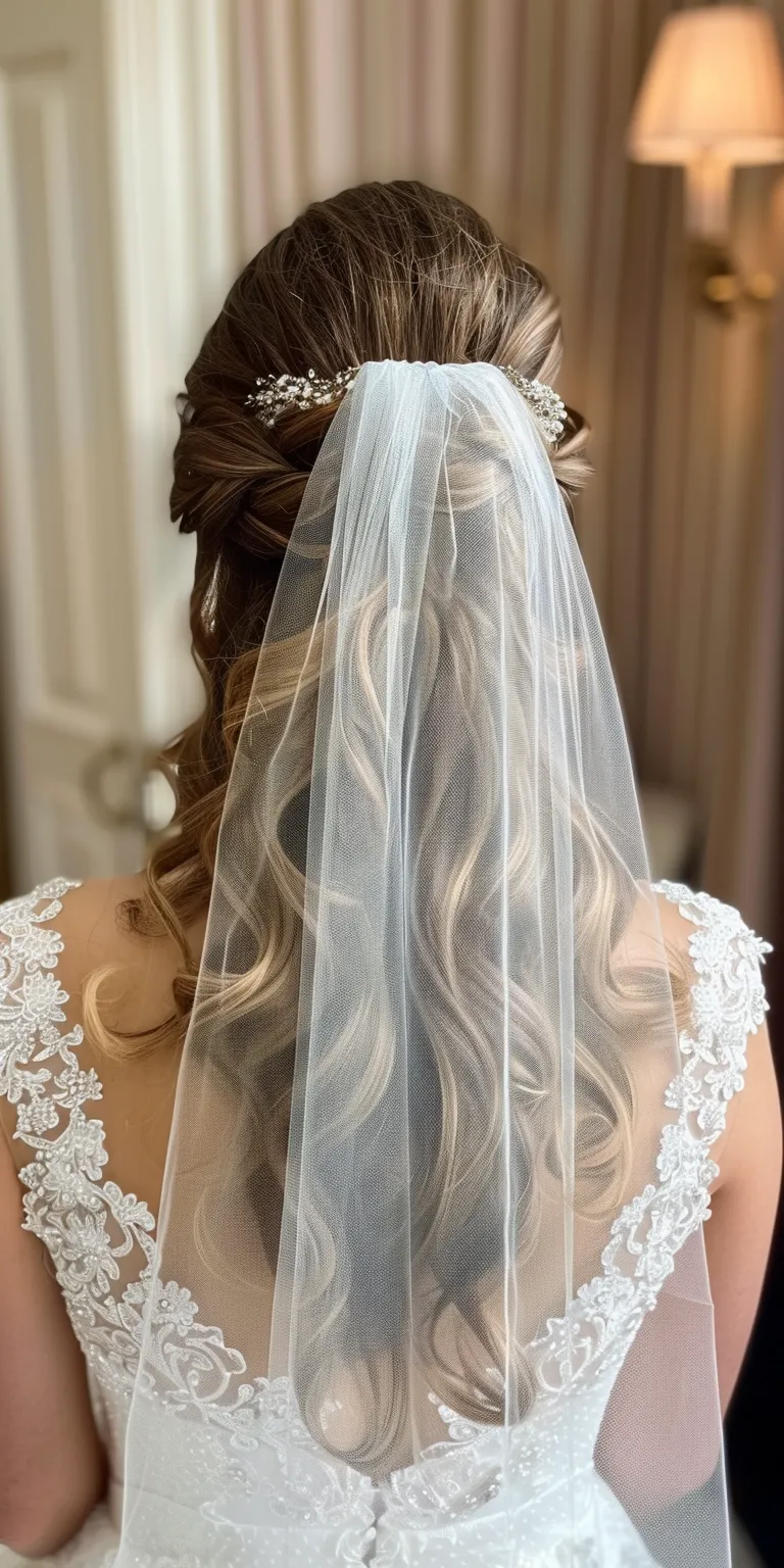 bridal hairstyles for long hair Waterfall braids, Feathered hair, Historical Christian hairstyles, Layered Digital perm