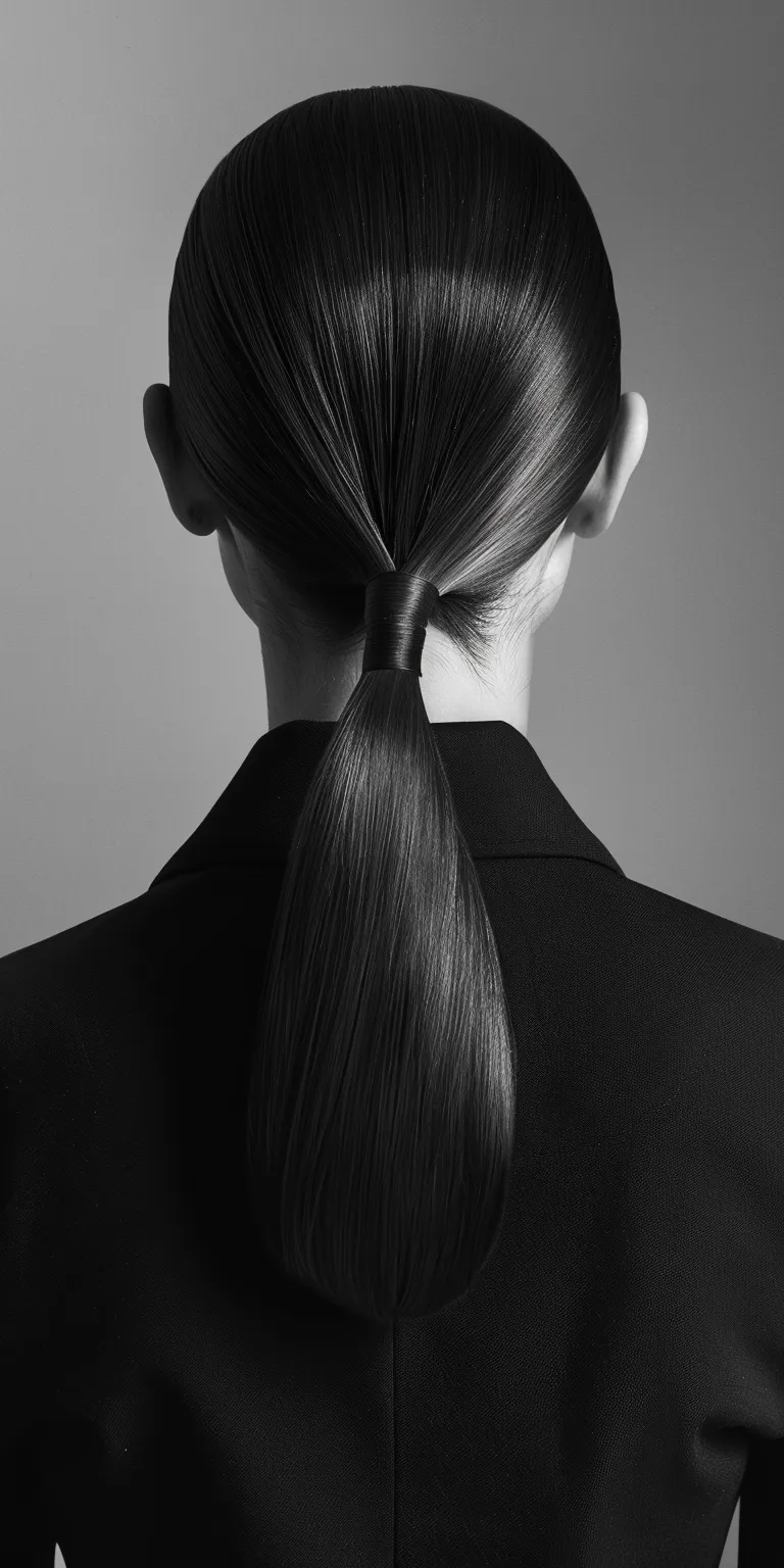 sleek ponytail Chignon, Asymmetric cut, French twist, Updo, Ponytail