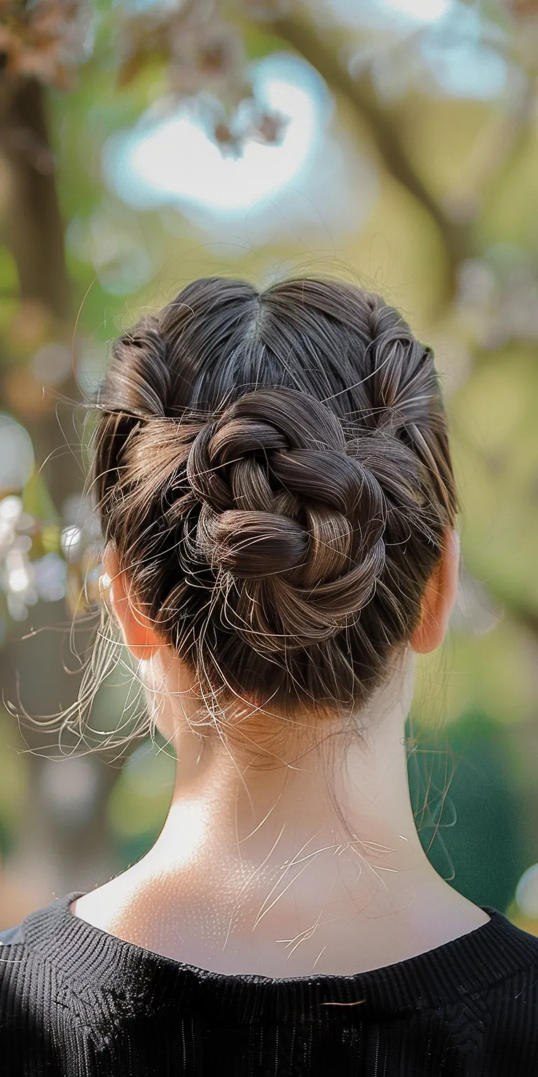 braided bun Updo, Chignon, Milkmaid braid, French twist, Japanese women's hairstyles