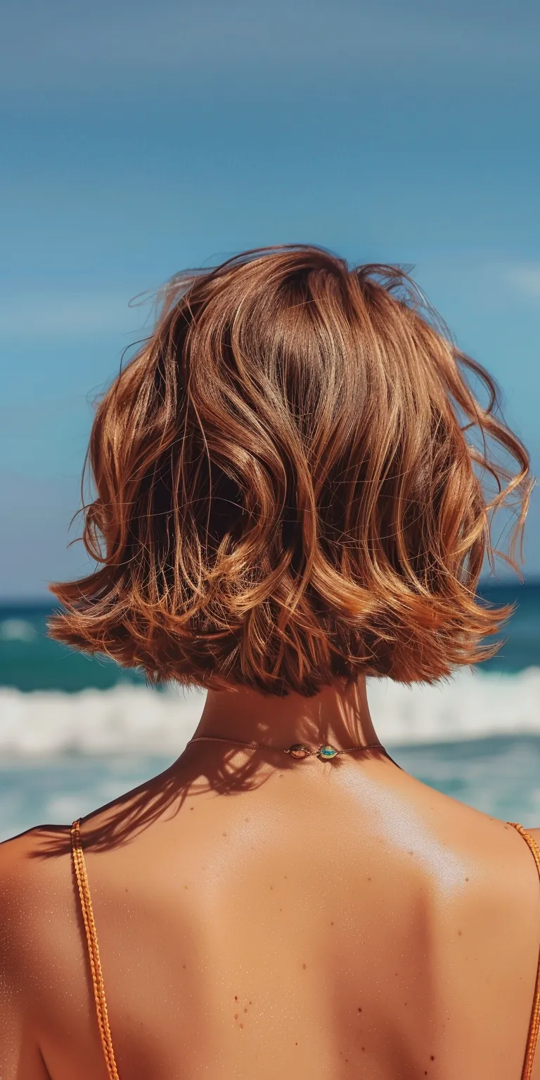 beach hairstyles Bob cut, Chignon, Layered hair, Digital perm, Asymmetric cut