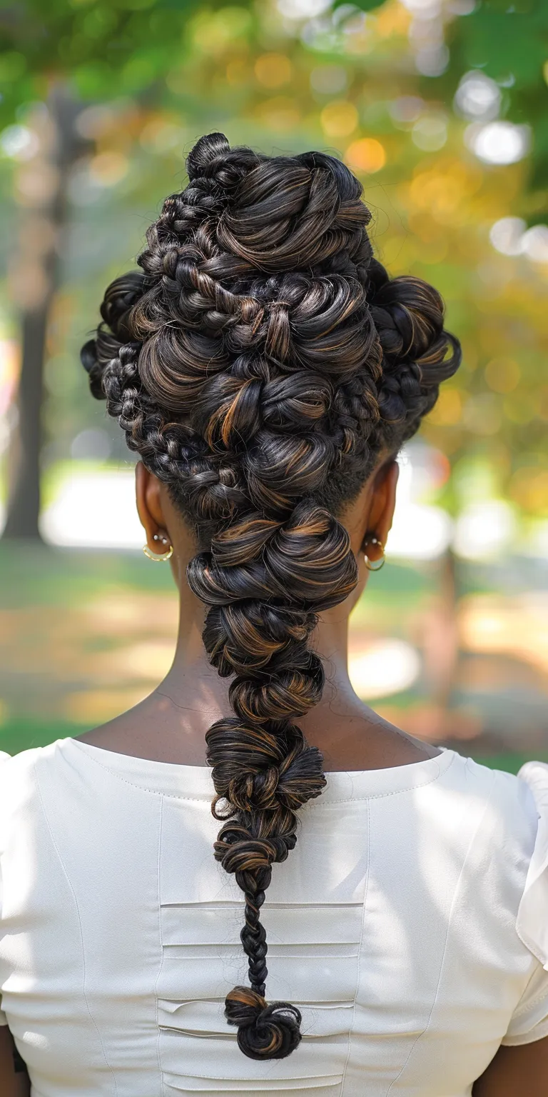 goddess box braids French twist, Updo, Finger wave, Hair twists, Milkmaid braid