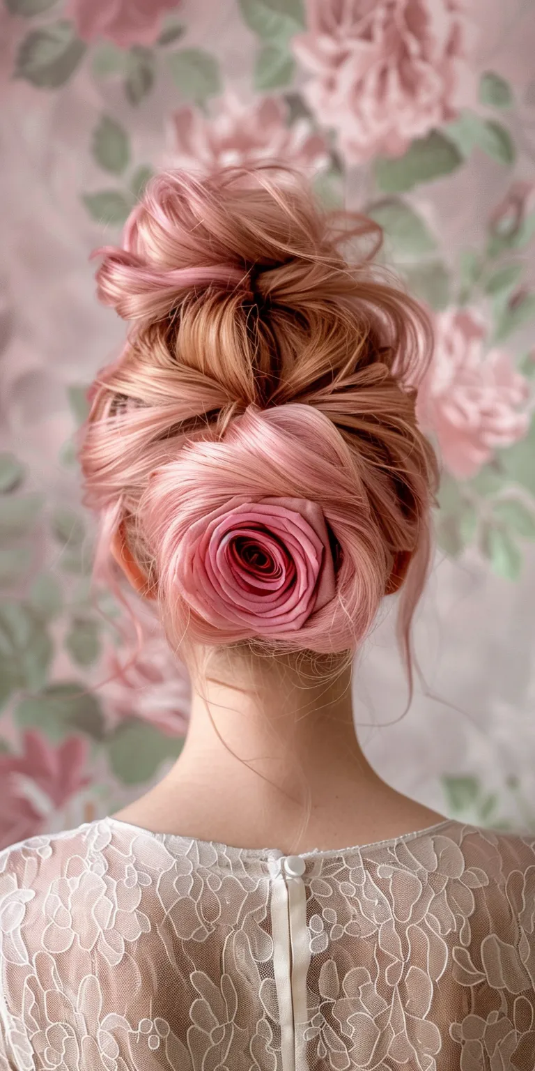 rose hairstyle Updo, Ballerina bun, Chignon, Japanese women's hairstyles, French twist