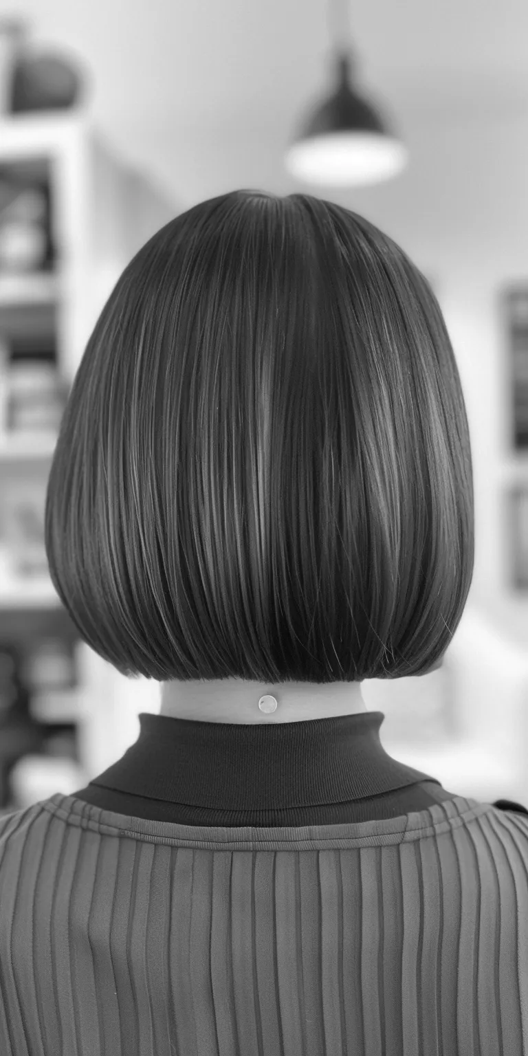 short bob with bangs Asymmetric cut, Bob Japanese women's hairstyles, Short brush Stacked