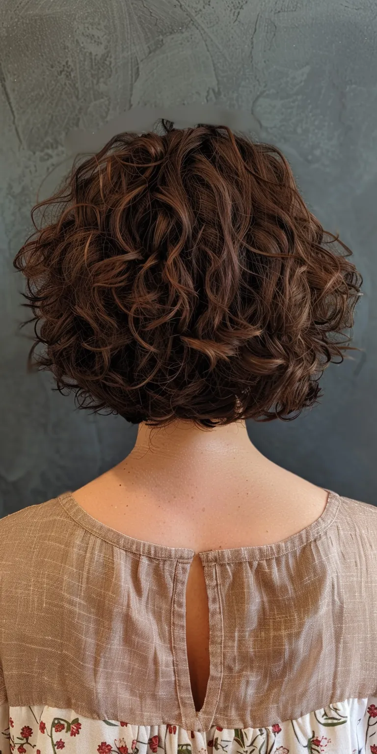 short curly bob Digital perm, Asymmetric cut, Short brush Historical Christian hairstyles, Ringlets