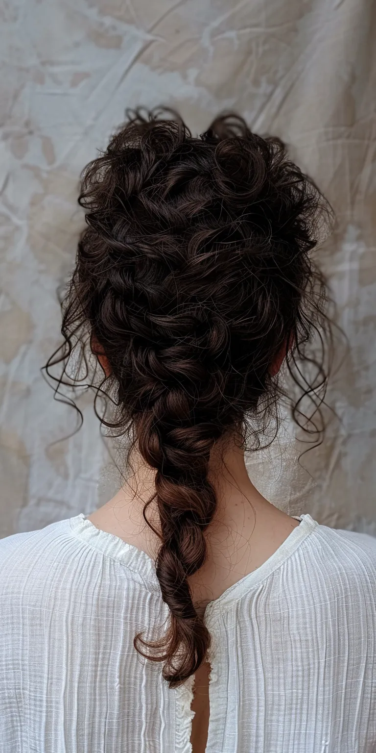 hairstyles for curly hair Milkmaid braid, French Waterfall braids, Updo, Braid