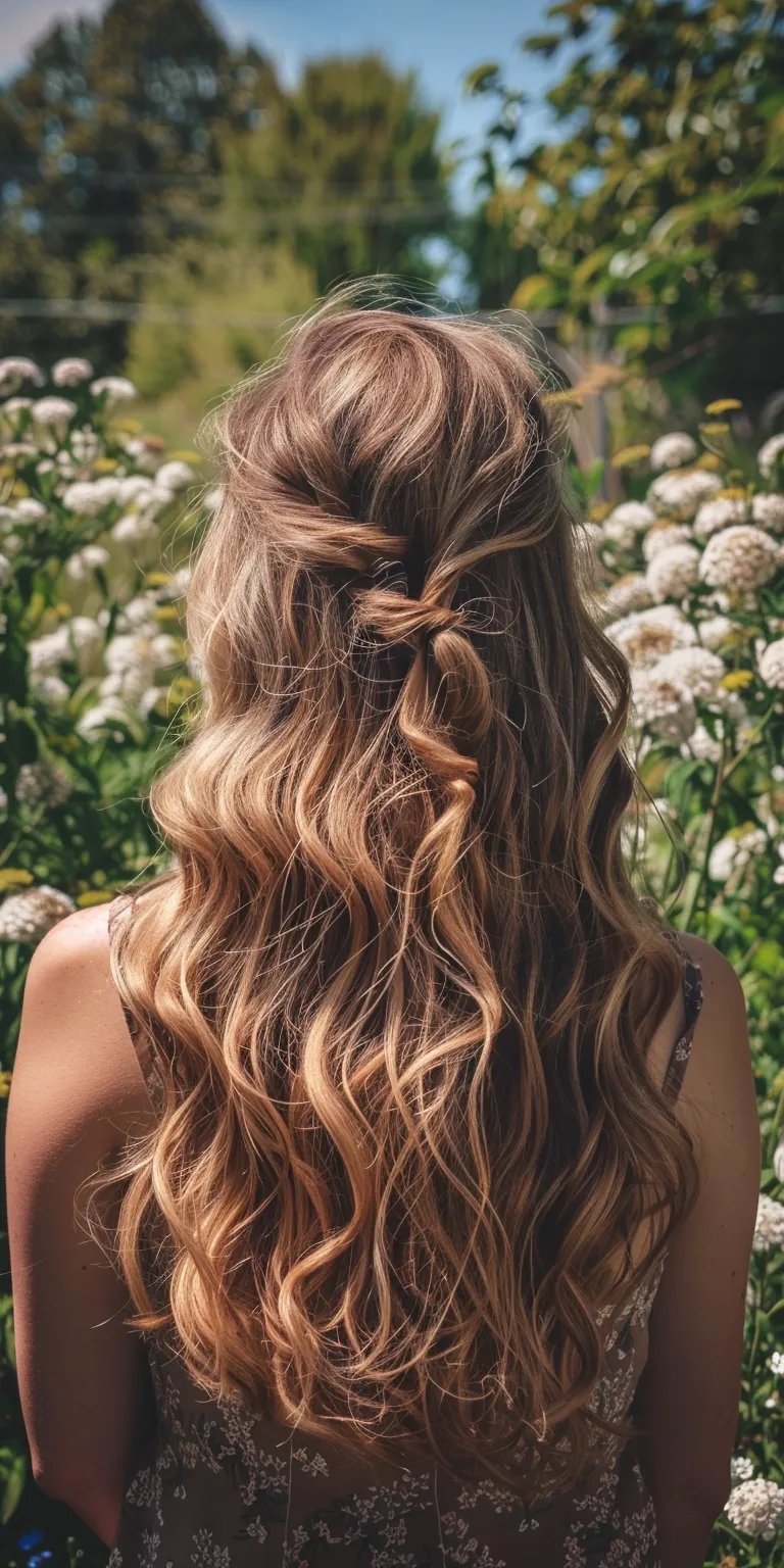 summer hairstyles Layered hair, Long Mermaid Updo, Feathered hair