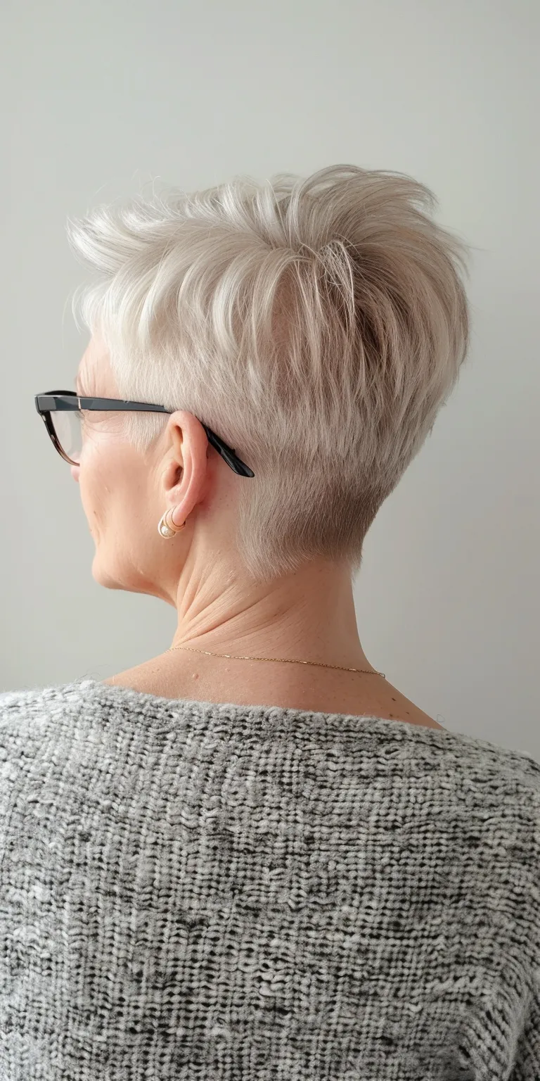 pixie cuts for women over 60 Asymmetric cut, Short brush Pixie Pompadour, Digital perm