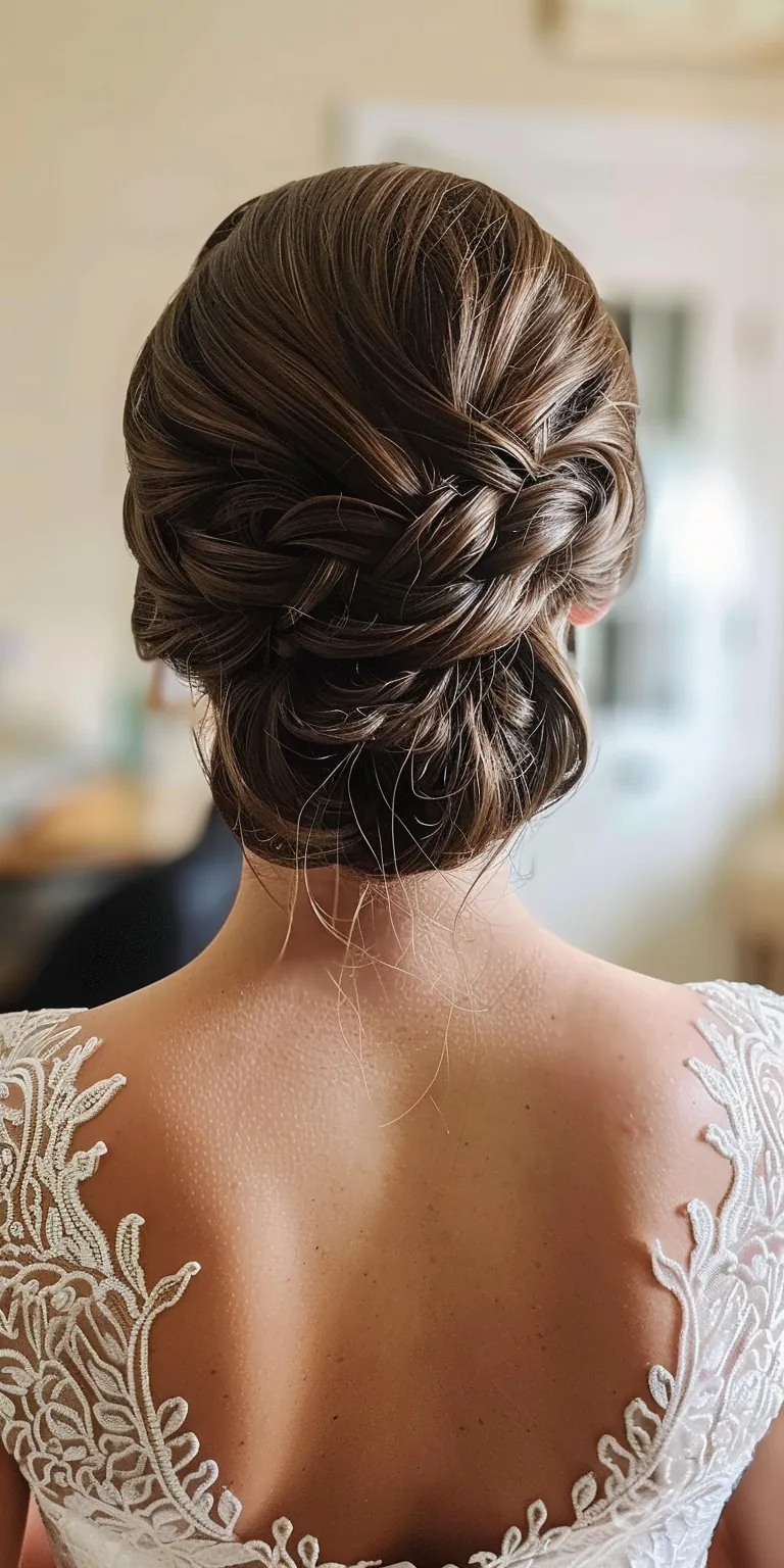 bridal hairstyles Updo, Waterfall braids, French twist, Ballerina bun, Chignon