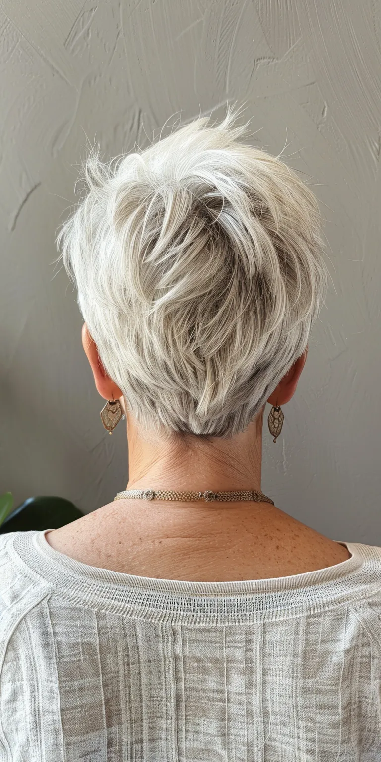 pixie haircuts for older women Asymmetric cut, Short brush Pixie Digital perm, Pompadour