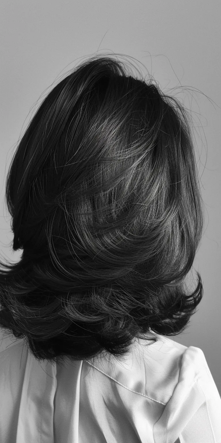 layered hair styles Asymmetric cut, Layered hair, Ringlets, Finger wave, Chignon