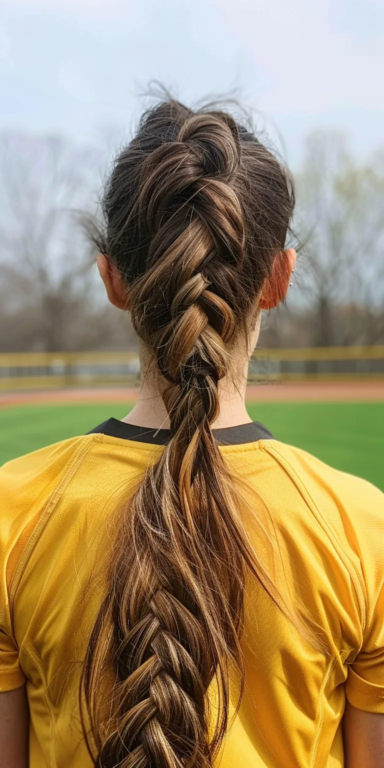 softball hairstyles Braid, French braid, Pigtail, twist, Cornrows