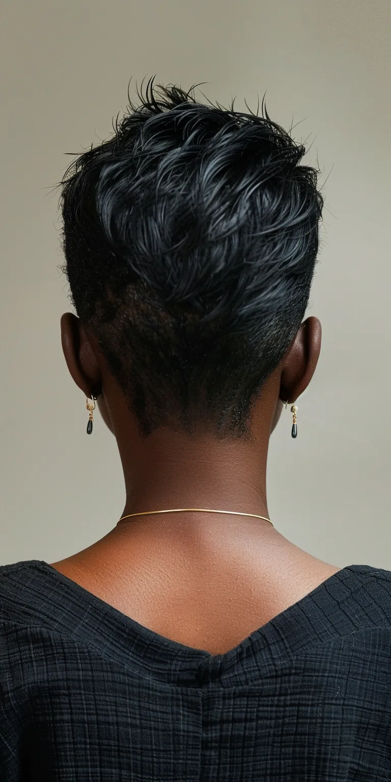 short black hairstyles Asymmetric cut, Kinky hair, French twist, Chignon, Short brush cut