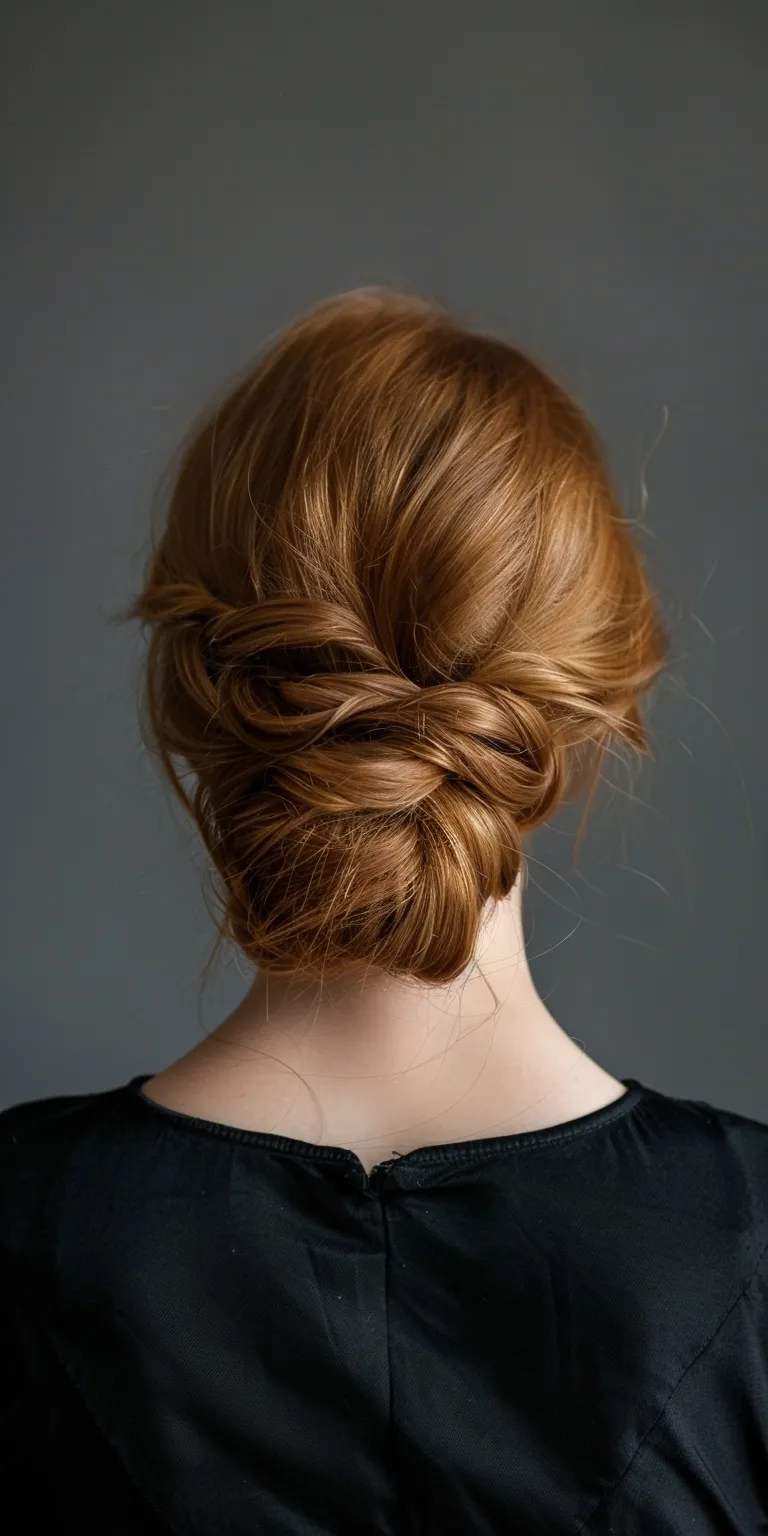 hairstyle for round face to look slim Chignon, Updo, French twist, Milkmaid braid, braid