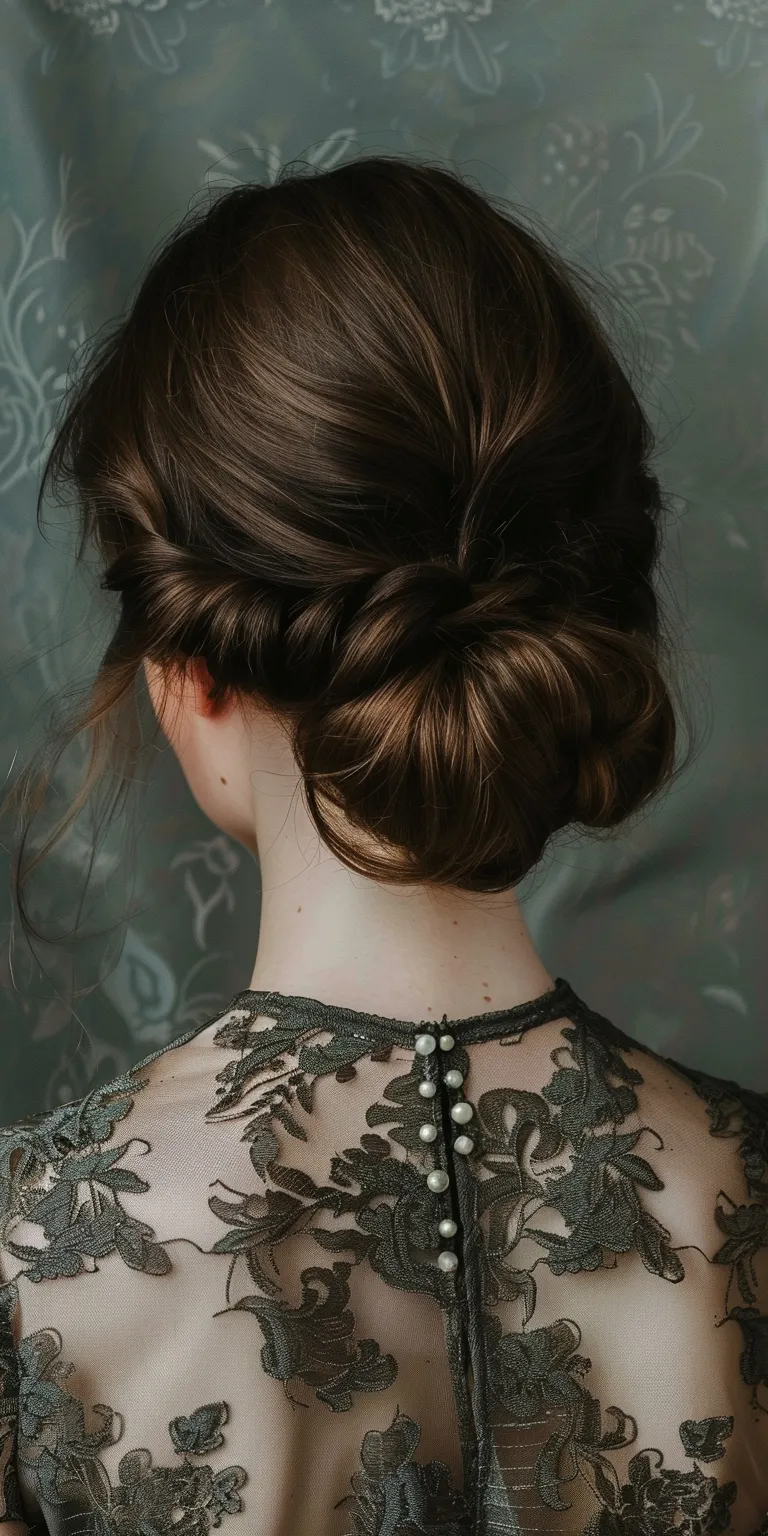 oval shape hairstyle Updo, Chignon, Milkmaid braid, French twist, Ballerina bun