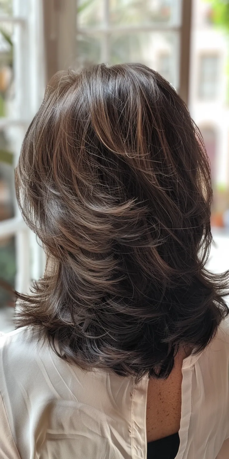 medium length layered hairstyles Layered hair, Asymmetric cut, Digital perm, Japanese women's hairstyles, Curtained hair