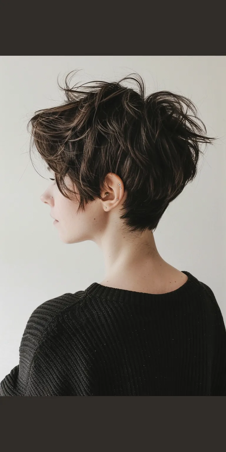 cute short hairstyles Asymmetric cut, Pixie Short brush Layered hair, Japanese women's