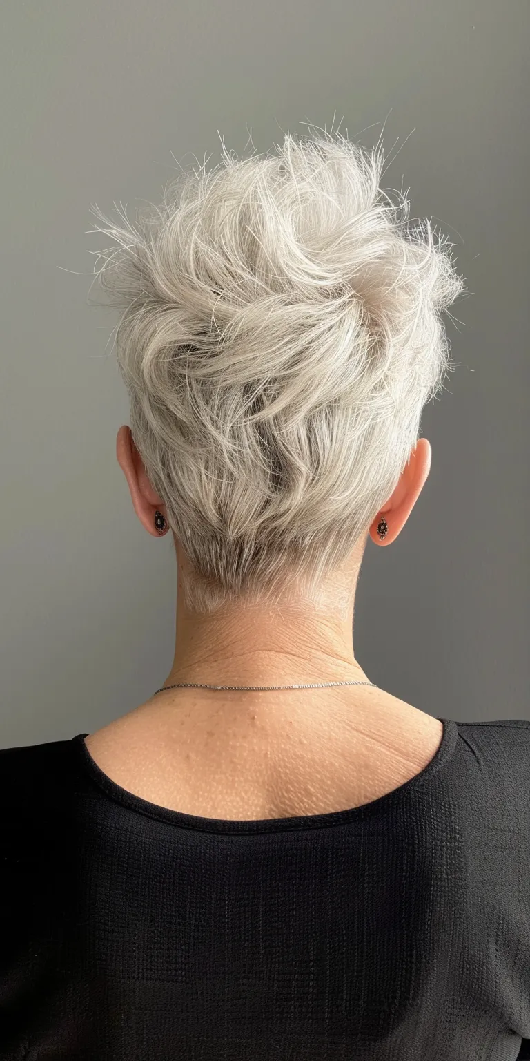 short pixie haircuts for women over 60 Asymmetric cut, Short brush Pixie Pompadour, Digital perm