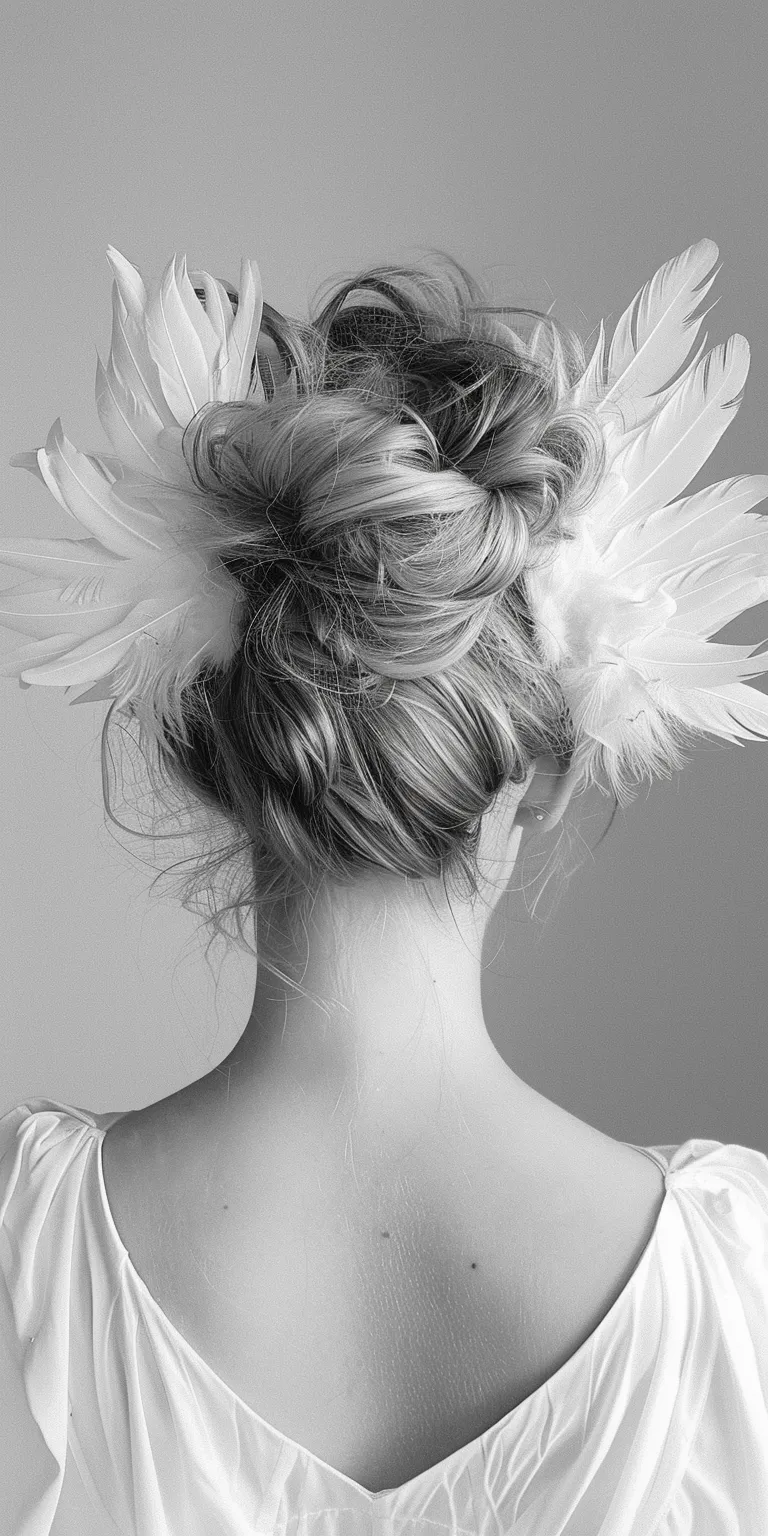 wings hairstyle Feathered hair, Updo, Chignon, Ballerina bun, Milkmaid braid