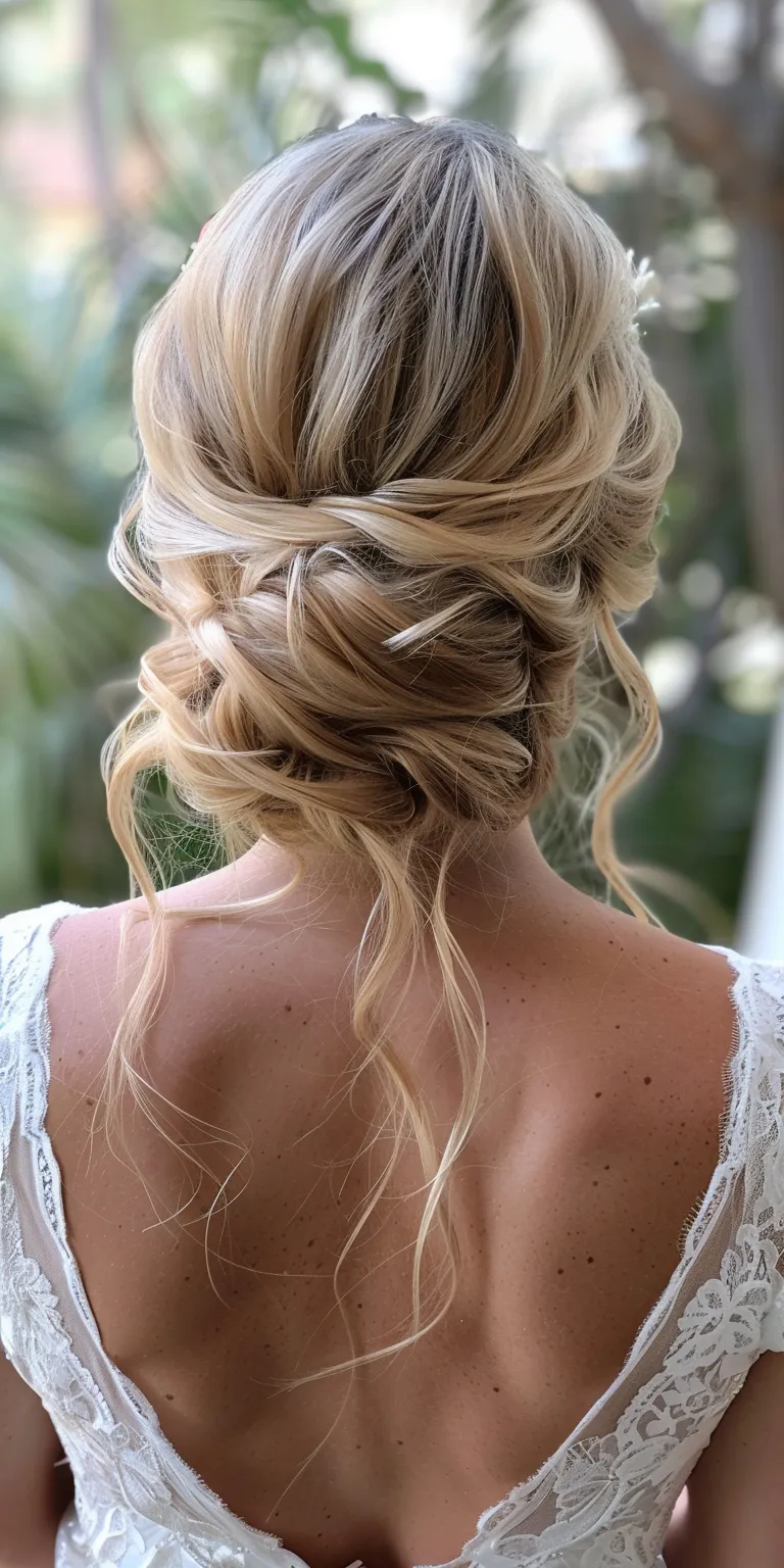 wedding hairstyles for long hair Updo, Waterfall braids, Boho Chignon, French twist