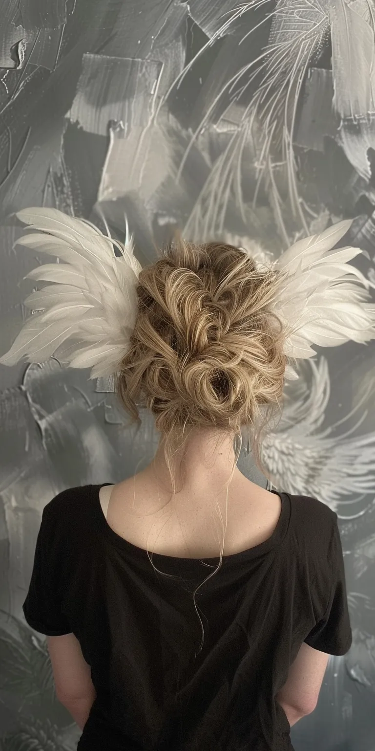 wings hairstyle Feathered hair, Updo, Ballerina bun, Chignon, Bouffant