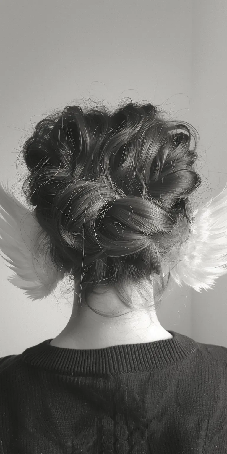 wings hairstyle Chignon, Updo, Feathered hair, Ballerina bun, Butterfly haircut