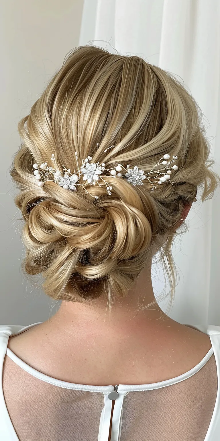 short hair wedding styles Updo, Chignon, Milkmaid braid, Waterfall braids, French twist