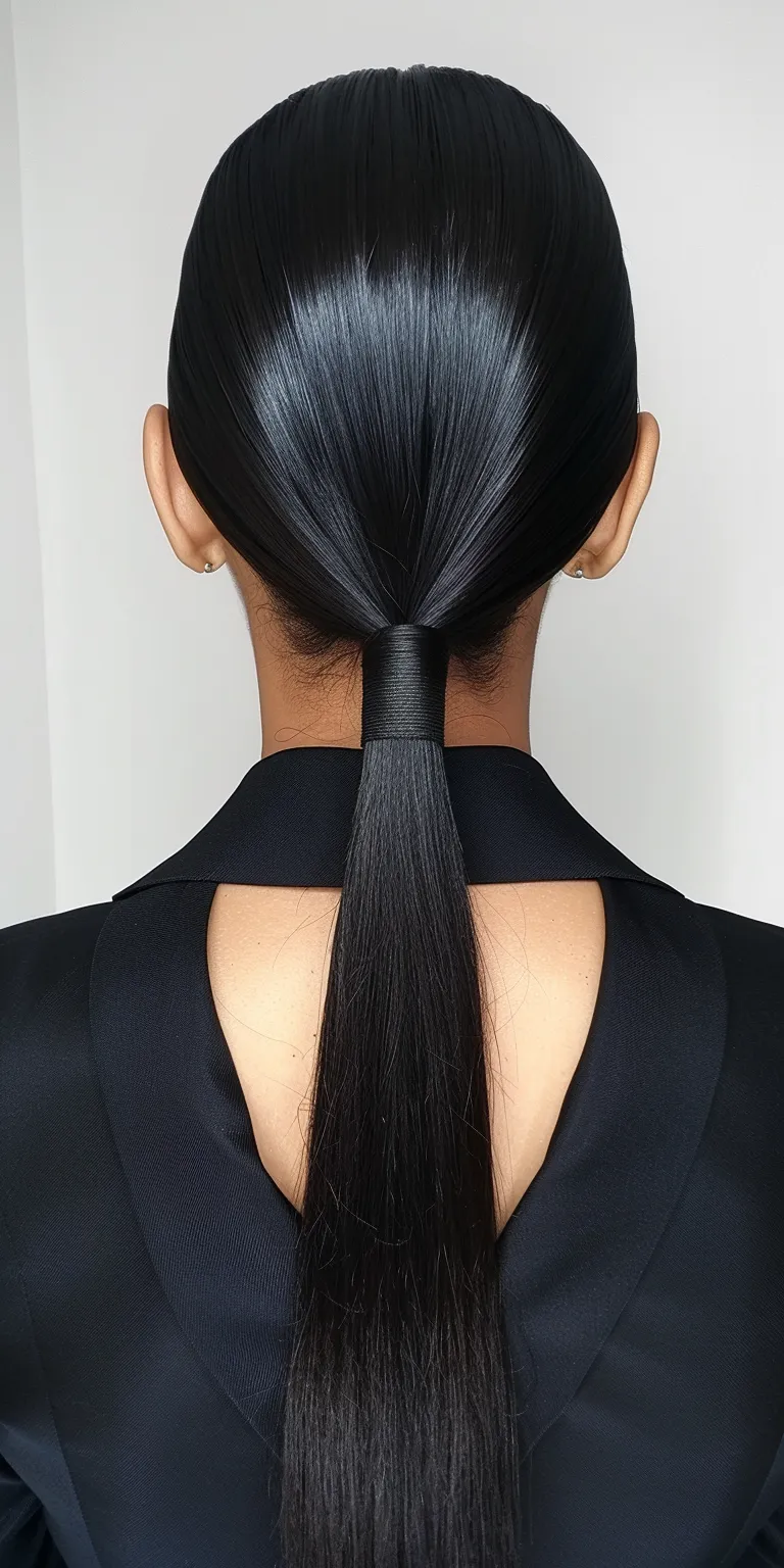 slick back ponytail Asymmetric cut, French twist, Chignon, Updo, Laid edges