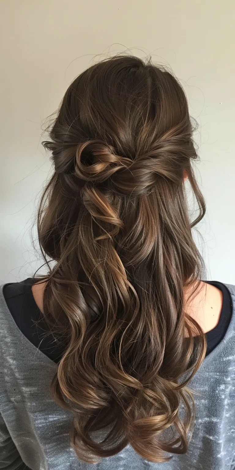 half up hairstyles Updo, French twist, Chignon, Waterfall braids, braid