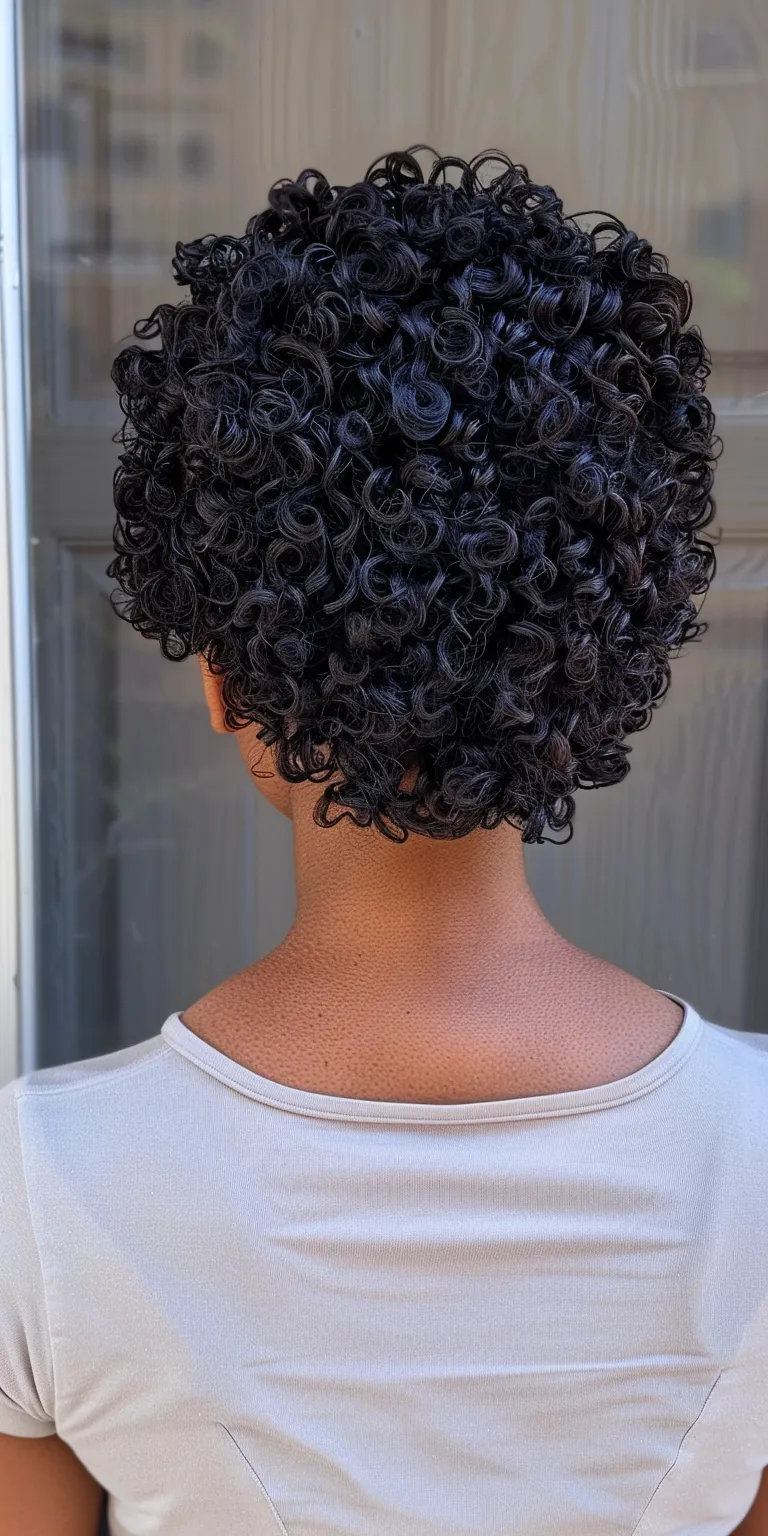 curly weave hairstyles Digital perm, Jheri curl, Kinky hair, Afro puffs, Asymmetric cut