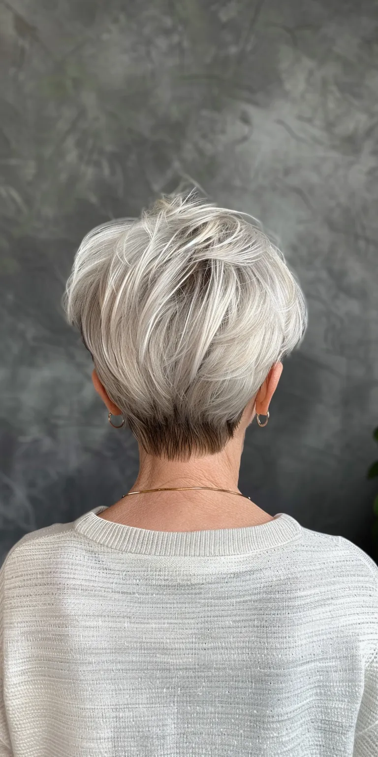 short hairstyles for over 60 Asymmetric cut, Short brush Digital perm, Pompadour, Pixie cut