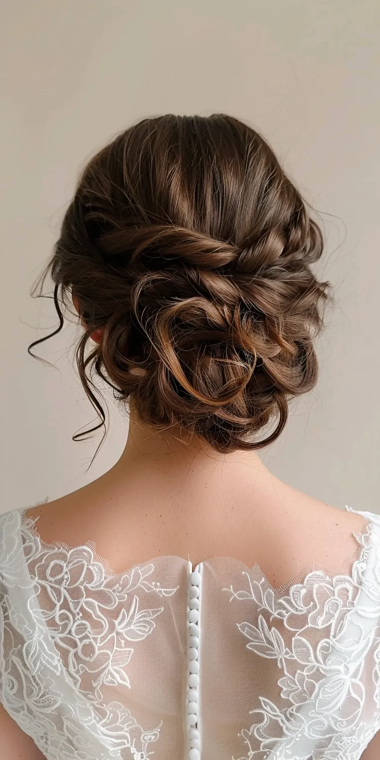 wedding hairstyles for short hair Updo, Milkmaid braid, Chignon, Waterfall braids, French twist