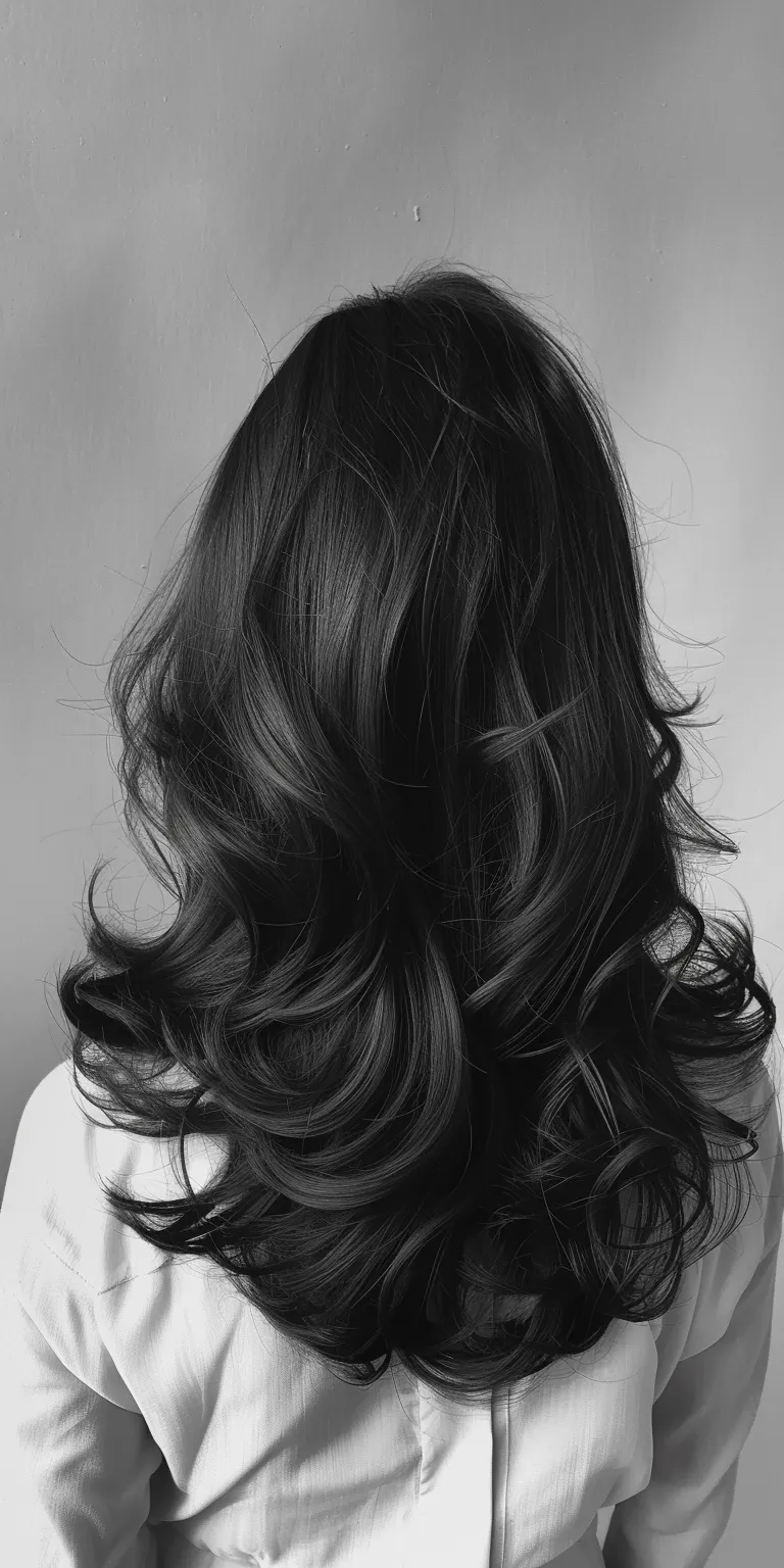 medium length layered haircuts Layered hair, Ringlets, Asymmetric cut, Kiss curl, Bouffant