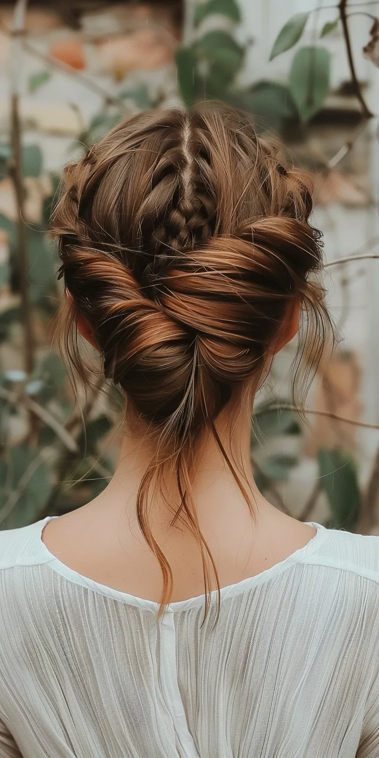 easy hairstyles for long hair Updo, French twist, braid, Chignon, Braid