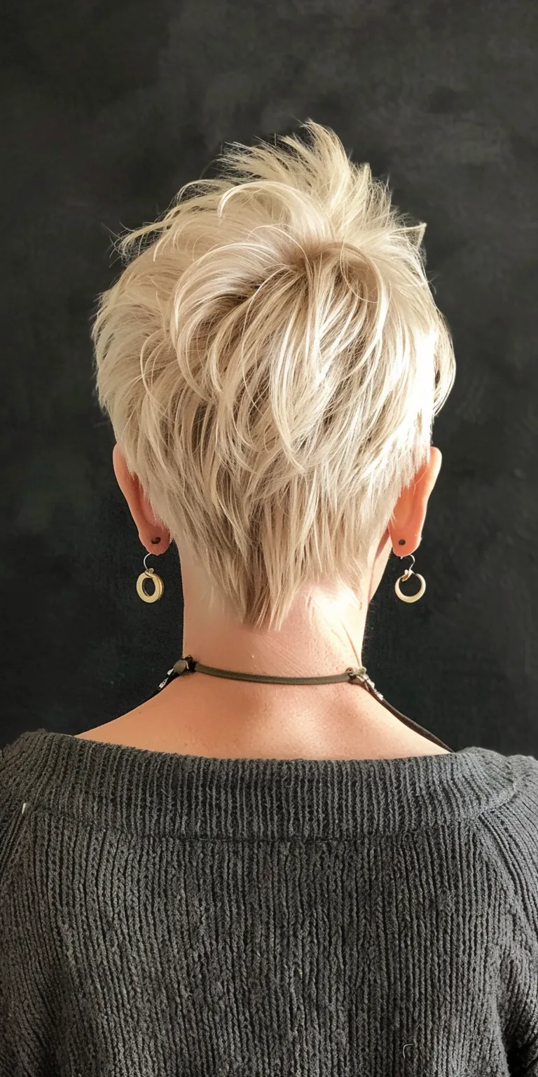 short pixie haircuts for women Asymmetric cut, Short brush Pixie back and sides, French twist