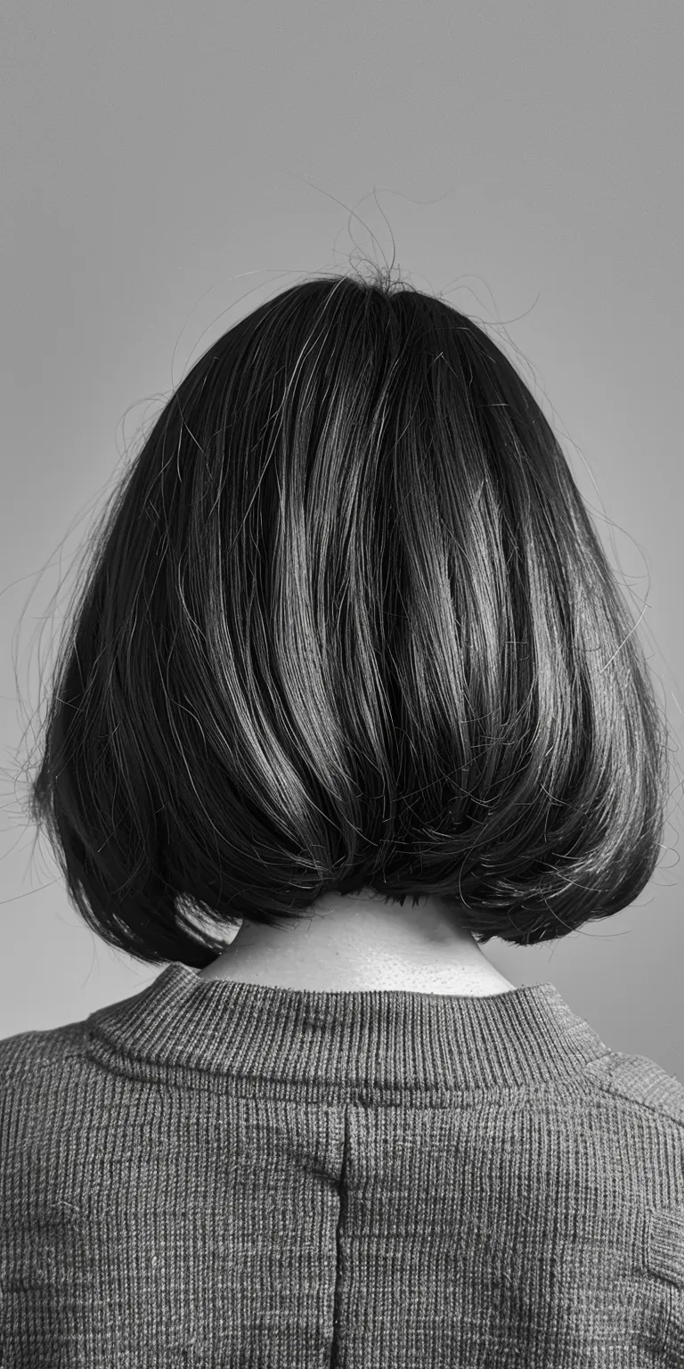 chin length bob Asymmetric cut, Bob Short brush Chignon, Digital perm