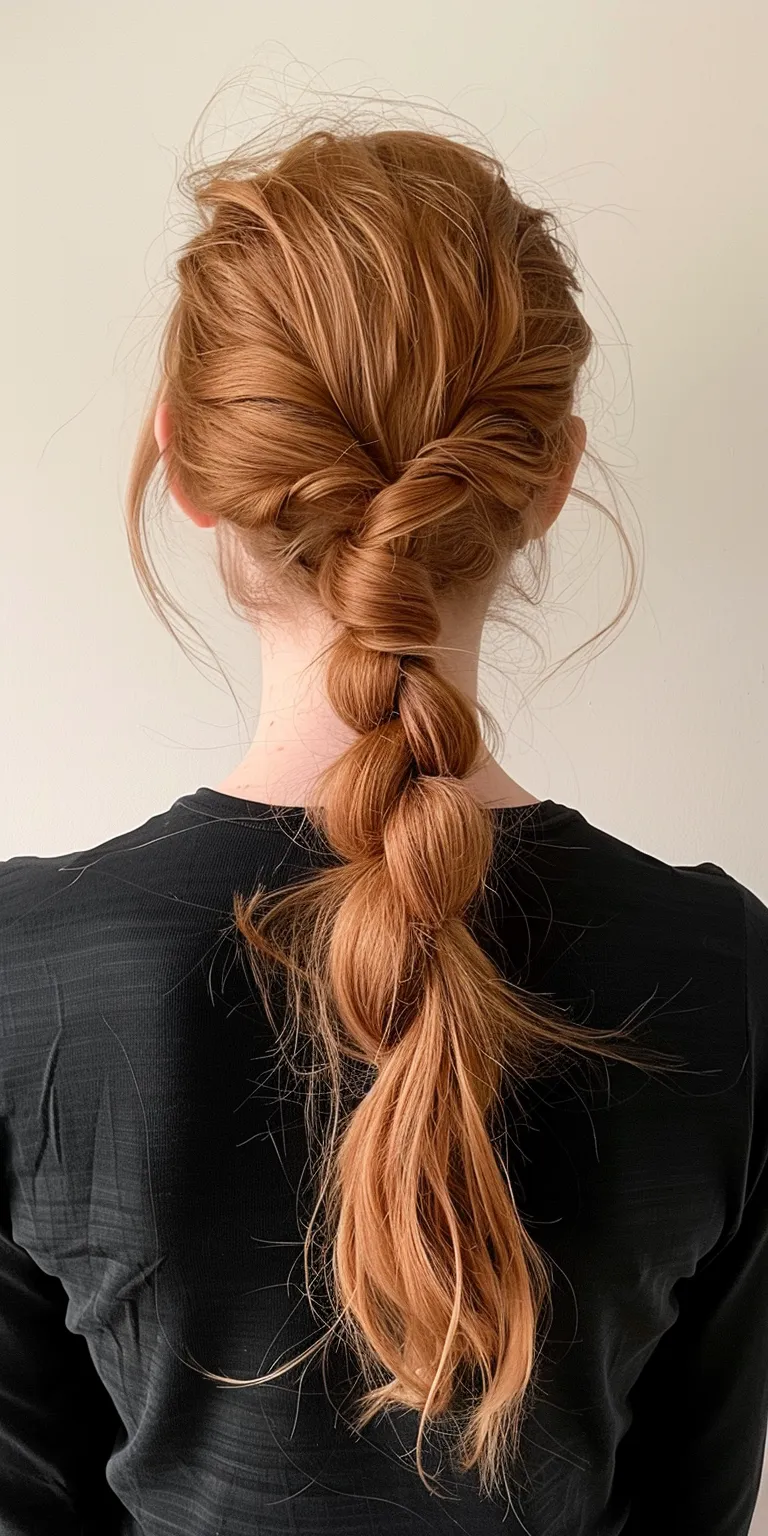 easy ponytail hairstyles French twist, braid, Updo, Braid, Milkmaid braid