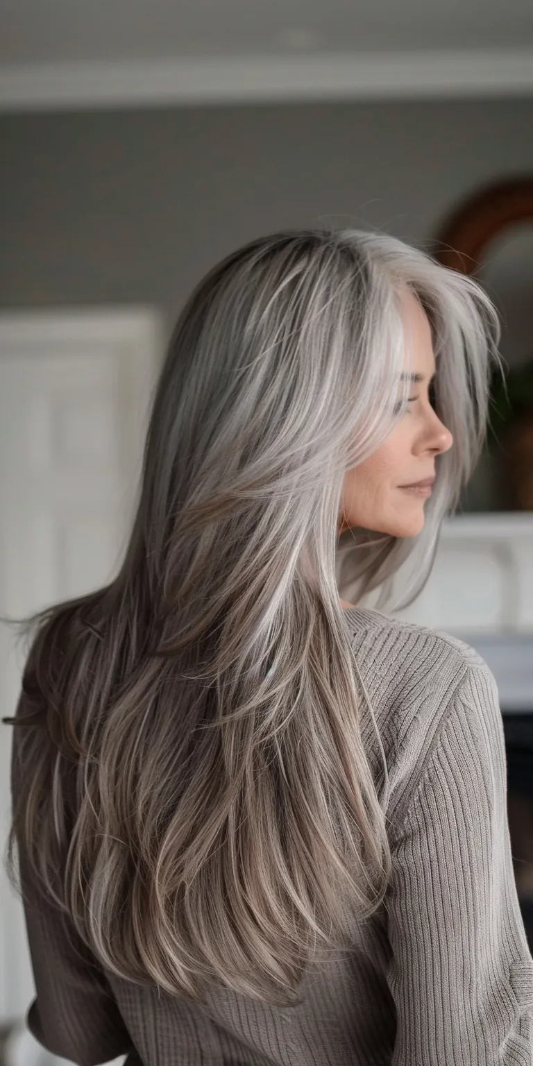 long hairstyles for women over 60 Layered hair, Digital perm, Extensions, Feathered Mermaid hair