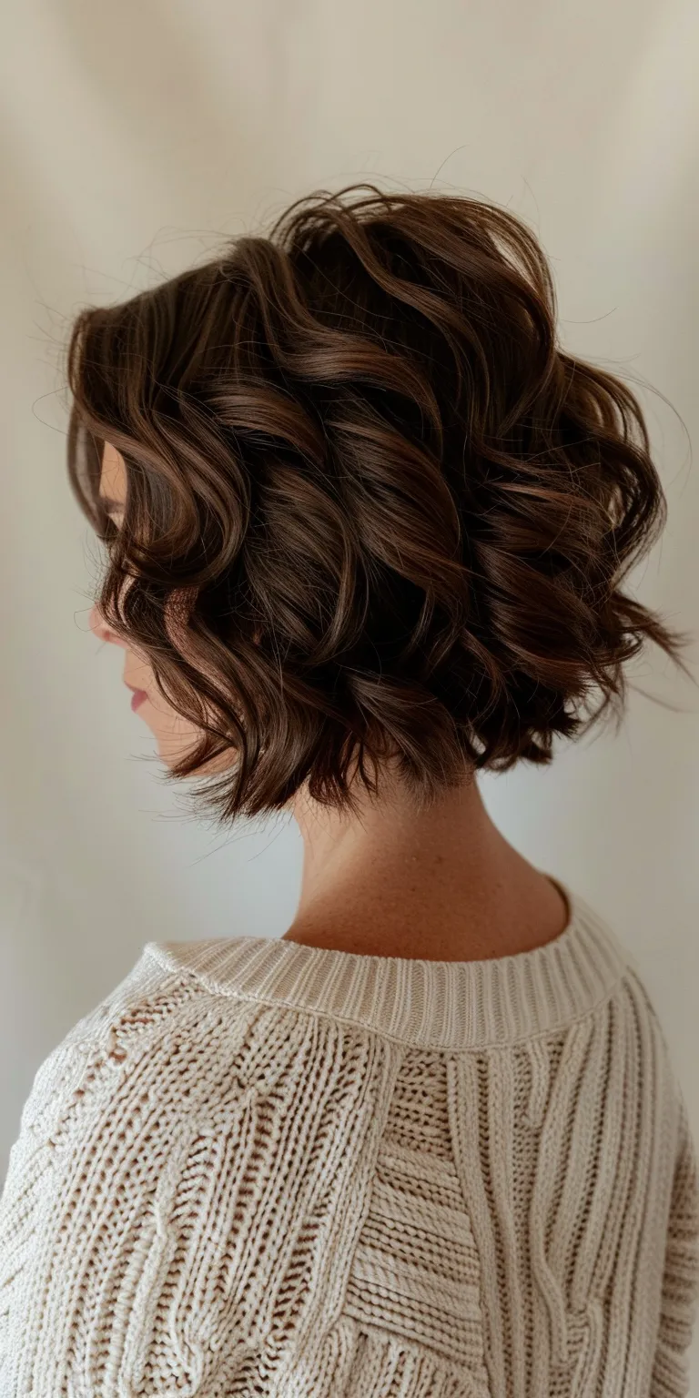 holiday hairstyles Asymmetric cut, Layered hair, Digital perm, Bob Updo