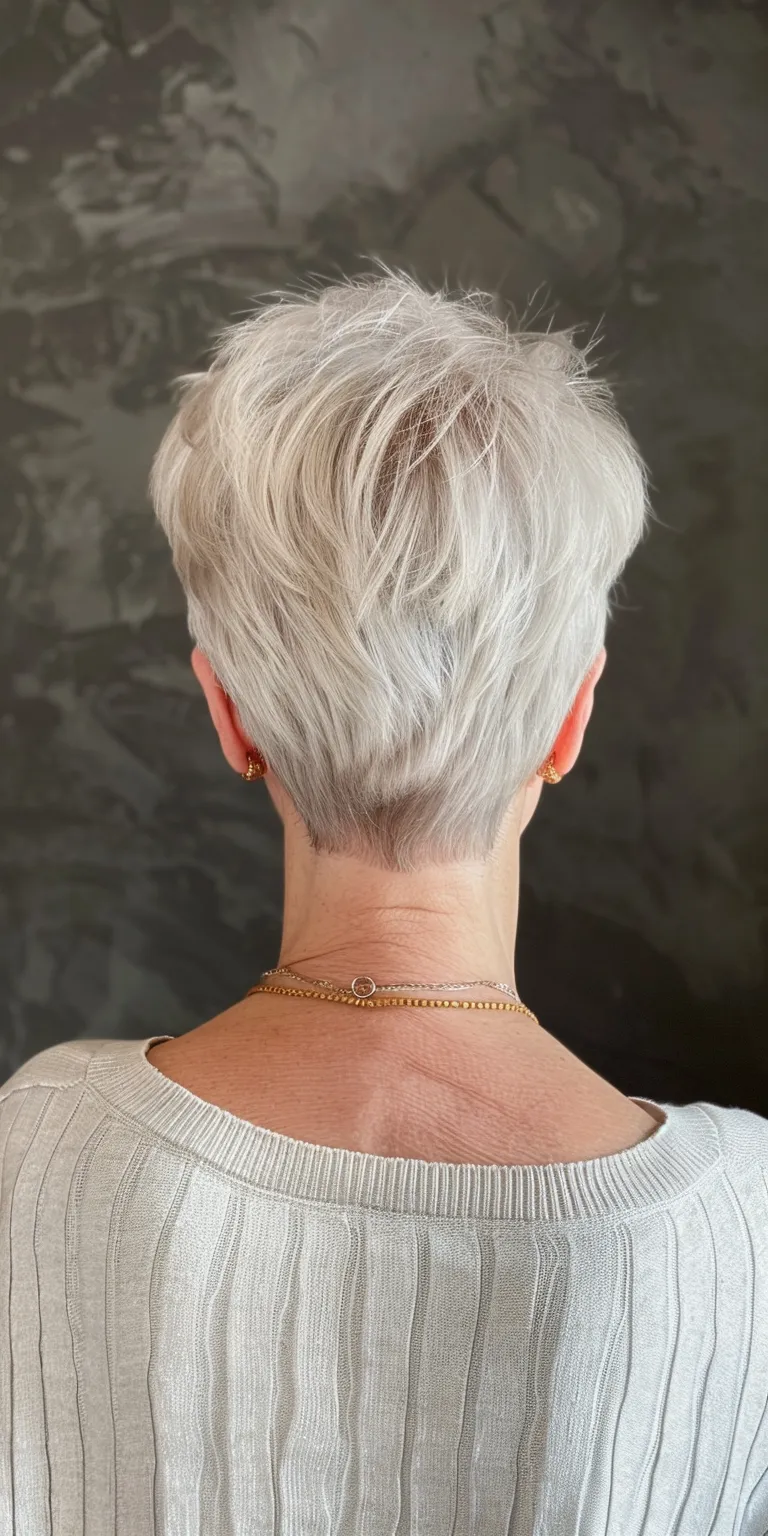 short hair styles for older women Asymmetric cut, Short brush Digital perm, Tonsure, Pompadour