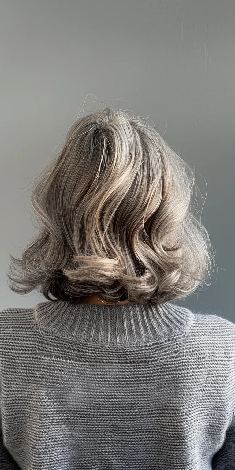 hairstyles for older women Digital perm, Asymmetric cut, Short brush Layered hair, Finger wave