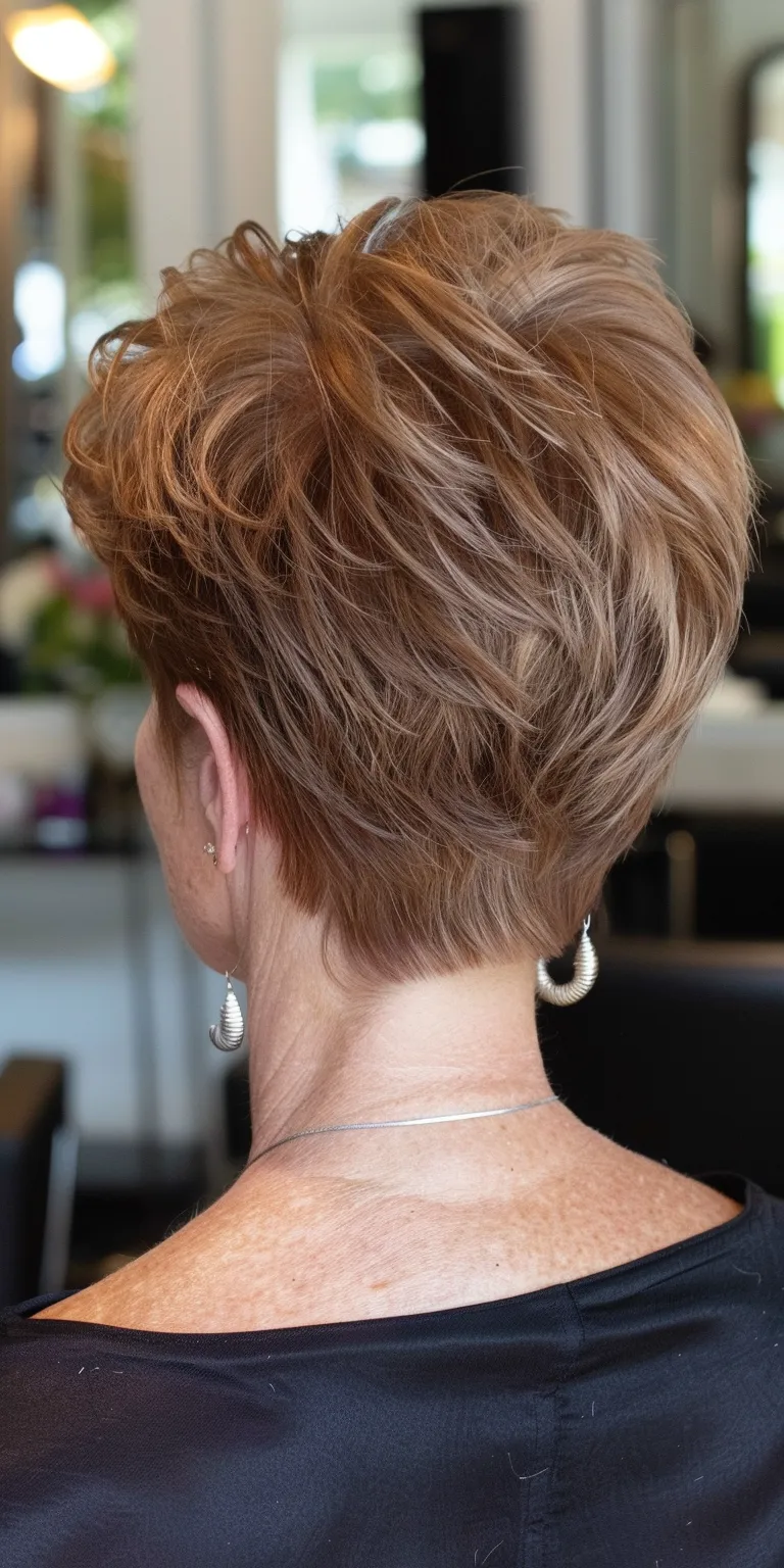 short hairstyles for thin hair over 50 Short brush cut, Asymmetric Updo, French twist, Digital perm